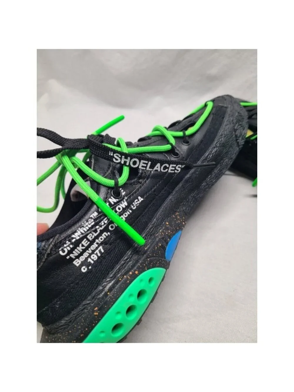 Nike Blazer Low x Off-White ‘77 Black Electro Green Mens Size 6.5 DH7863-100